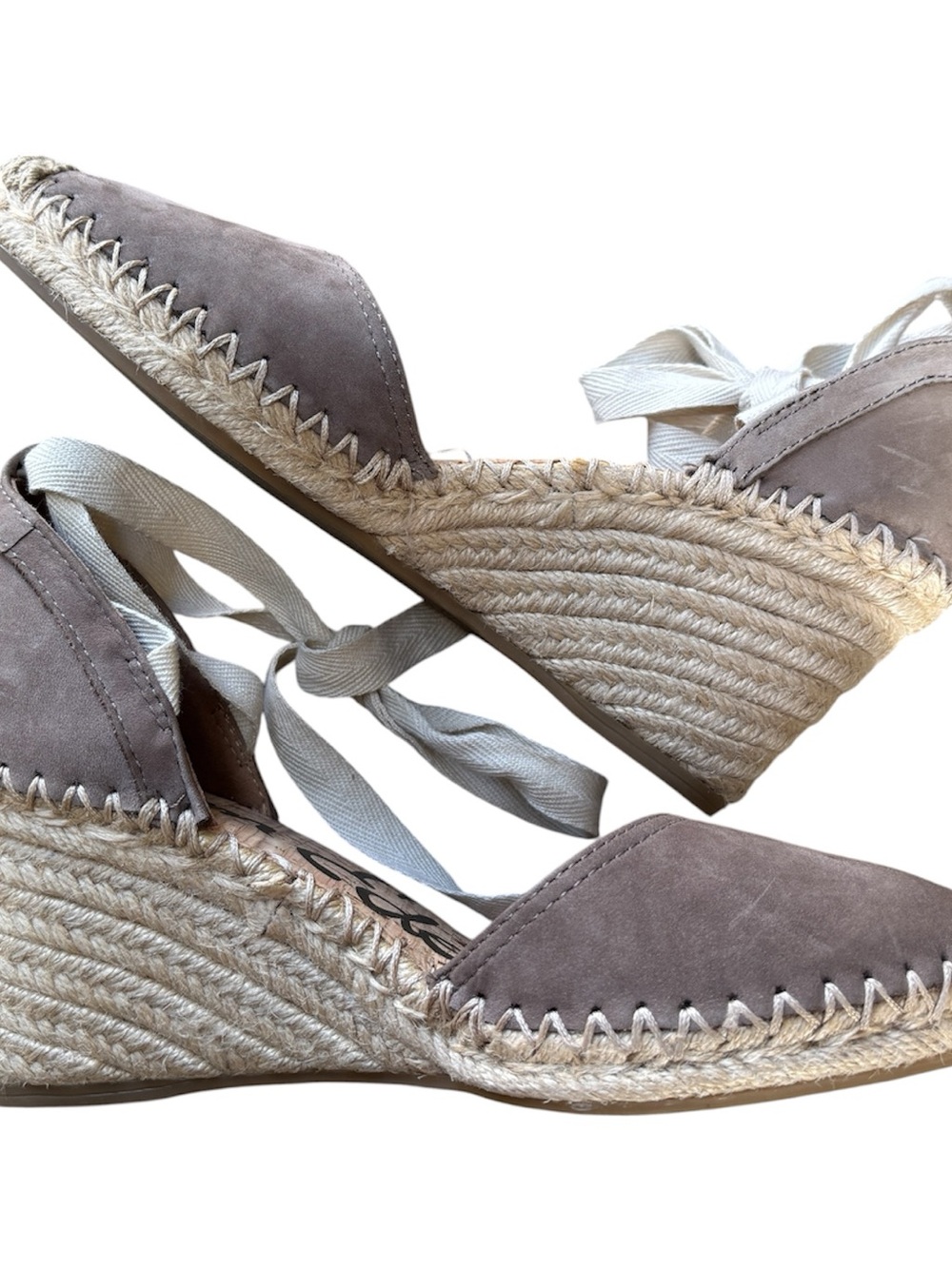 Sam Edelman Patsy Women’s Suede Espadrille Wedge Sandals in Taupe Size 8
